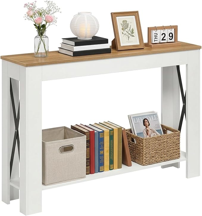 YATINEY Farmhouse Console Table, 39.4'' Small Narrow Entryway Table, Wood Couch