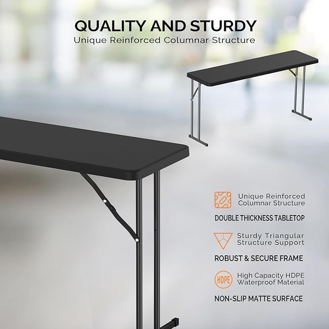 VINGLI 5 FT Narrow Folding Table, Home Work