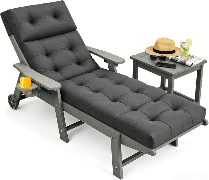 Outdoor Chaise Lounge Cushion, Waterproof 74.4x22x4.7 Inch Thick Cotton Filled