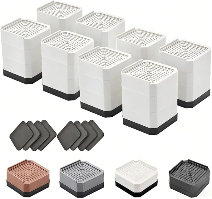 EclatBain Bed Risers Furniture Risers Heavy-Duty Rectangular Adjustable Block 8