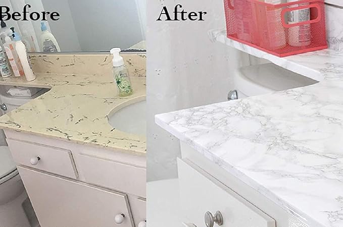 practicalWs Marble Wallpaper Granite White and Grey Paper Roll 23.6" x 118"