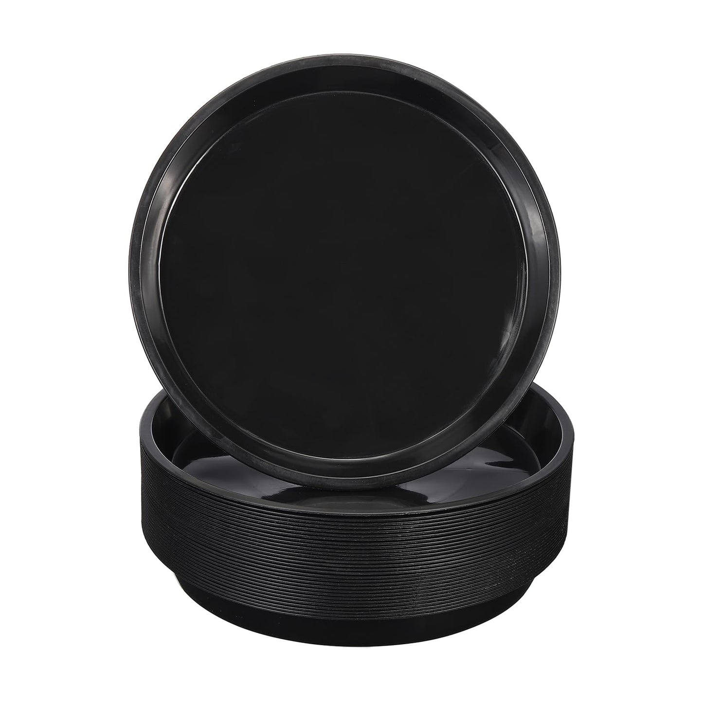 PATIKIL 30 Pack Plastic Plant Saucer, 10 Inch Plastic Plant Tray for Pots Flower Round Plant Dish Plant Drip Trays Water Tray Pot Drainage Tray for Indoors Outdoors Garden, Black