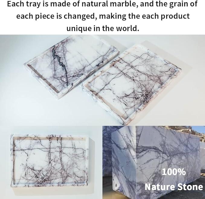 Real Luxurious Vanity Tray Natural Genuine Marble Storage Tray