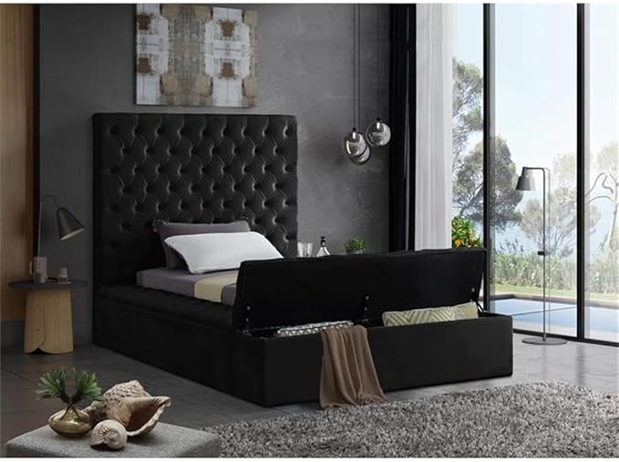 Meridian Furniture Bliss Collection Modern | Contemporary Velvet Upholstered Bed