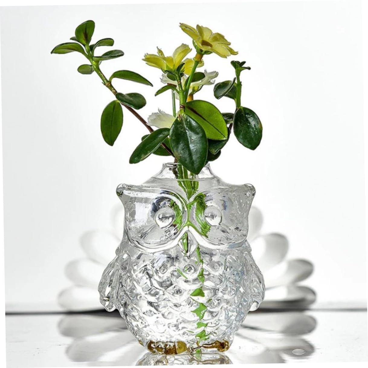 Alasum Owl Shaped Hydroponic Glass Vase 2pcs 9x7.5x8.5cm Table Glass Flower Vase for Home Office Decorative Plant Terrarium