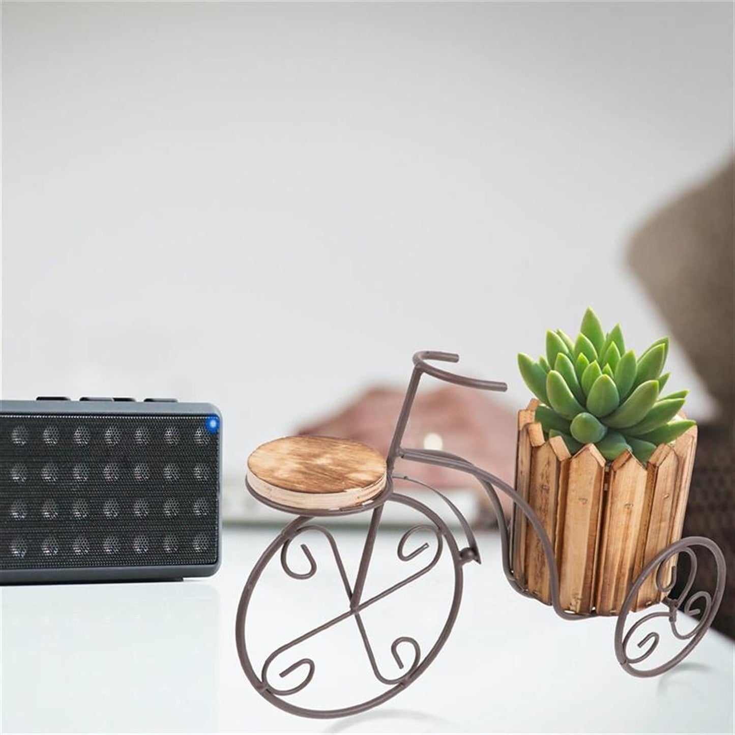 LUUYYI Plant Stand Plant Stand Wrought Iron Bike Plant Stand Rustic Style Bicycle Flower Pot Cart Holder Flower Basket Home Garden Desktop Decoration Flower Stands, A
