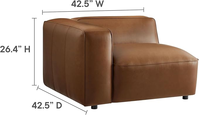 Modway Auren Vegan Leather Left Modular Armchair in Coffee