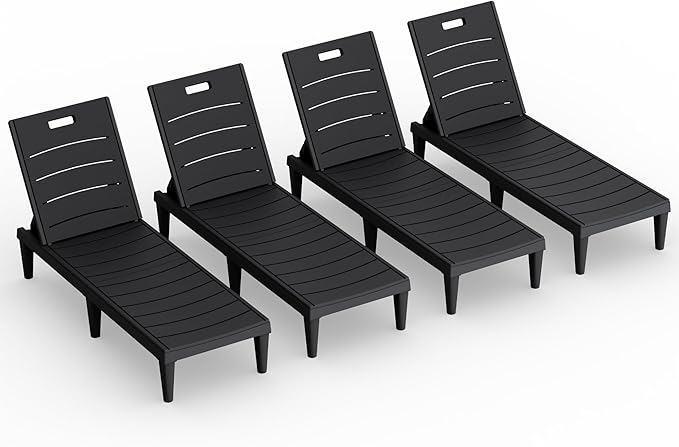Greesum Outdoor Chaise Lounge Chair Set of 4, Waterproof 5-Position Adjustable