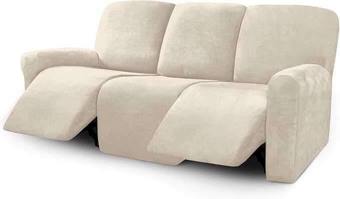 ULTICOR Velvet 8-Pieces Recliner Sofa Covers Stretch Reclining Couch Covers