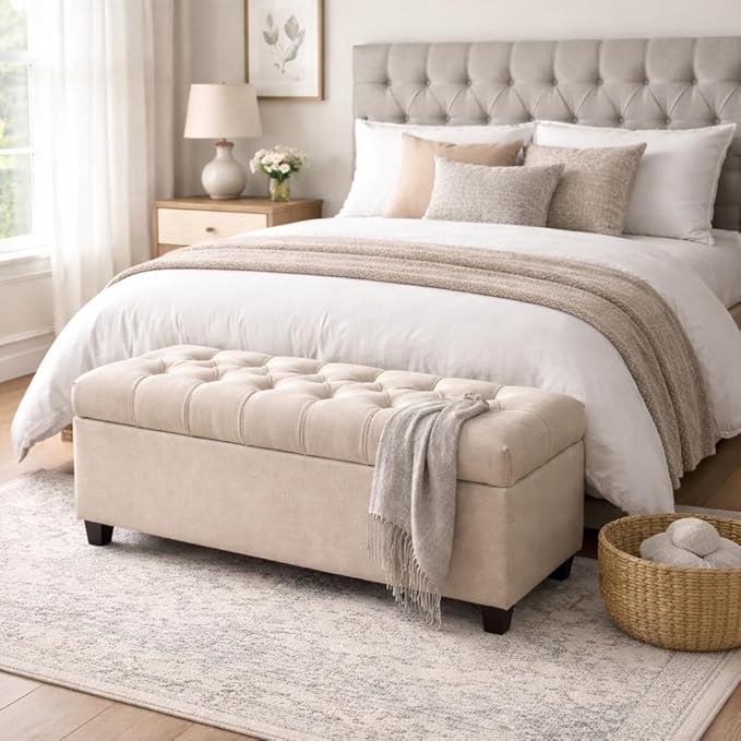 Homepop Home Decor | Tufted Ainsley Button Storage Ottoman Bench