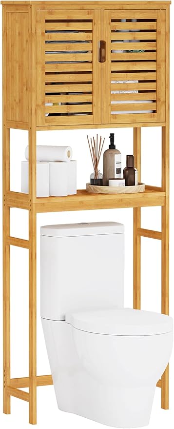 VIAGDO Over The Toilet Storage Cabinet, Tall Bathroom Cabinet Organizer