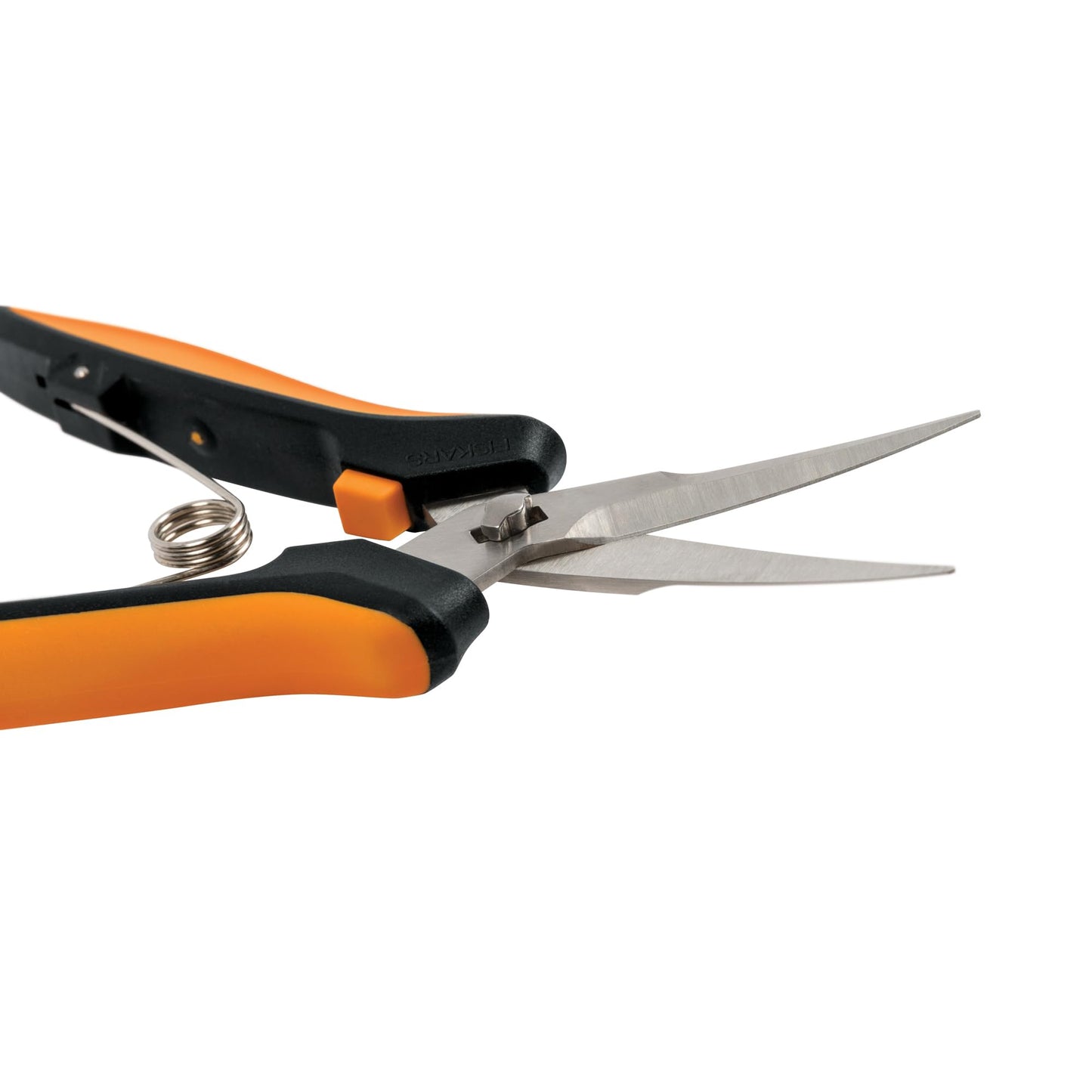 Fiskars Curved Micro-Tip Pruning Snips - 6" Garden Shears with Sheath and SoftGrip Handle - Yard and Garden Tools - Orange/Black