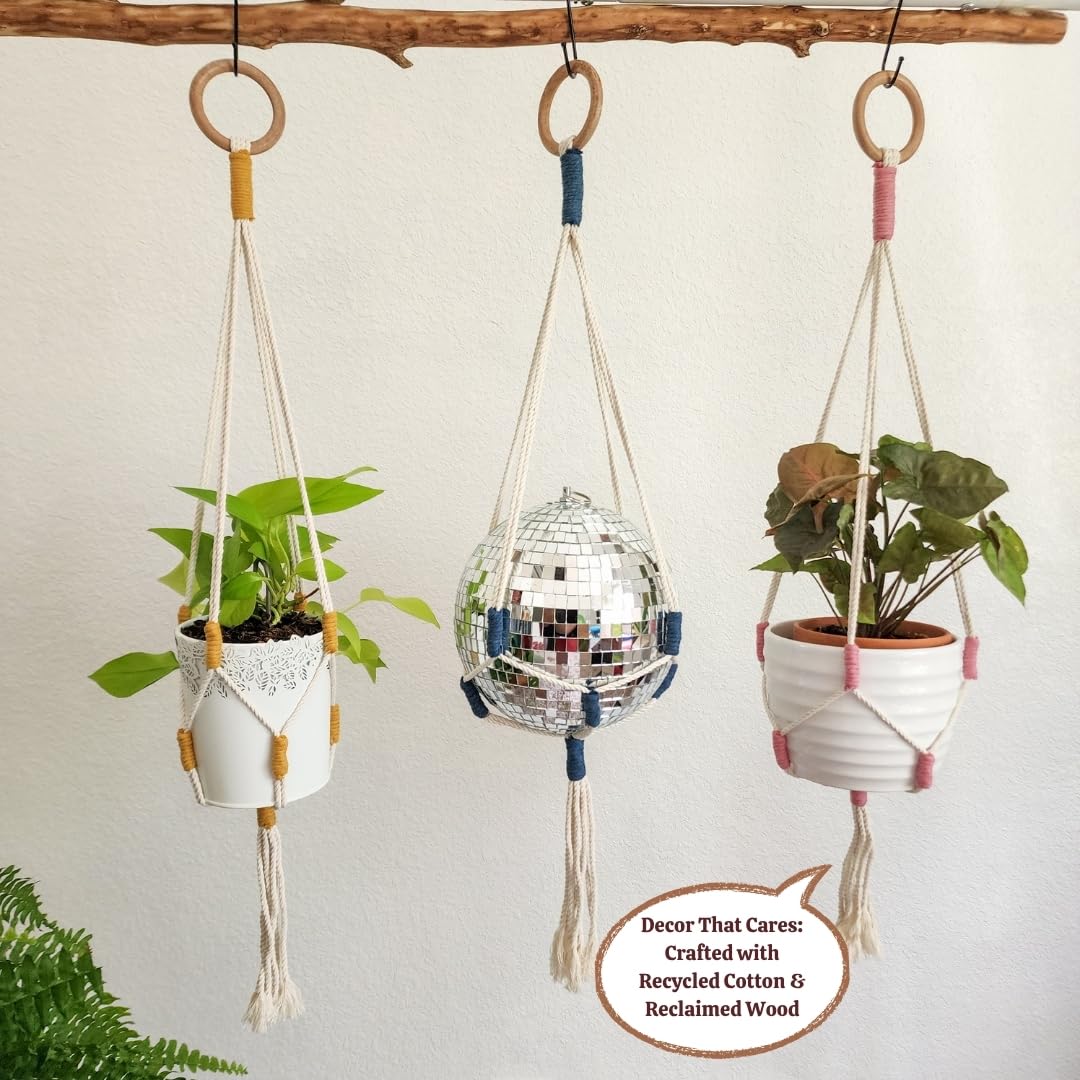 Handmade By Uruba Color Block Plant Hangers (Cozy Oasis)