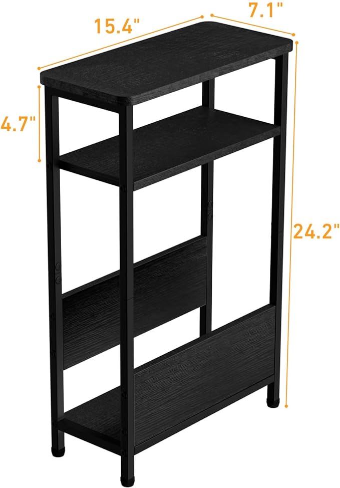 THUMEYE 7.1" Narrow Side Table for Small Spaces, 3 Tier Small End Table