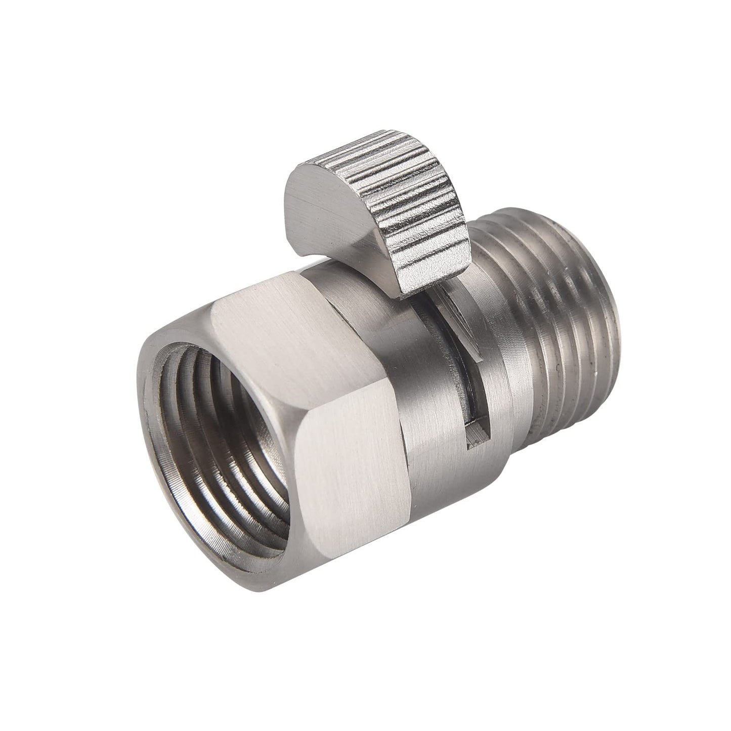 Brushed Nickel Water Flow Control Valve, G 1/2" Shower Head Flow Control Brass Shut Off Valve for Handheld, Water Pressure Regulator Replacement for Shower System