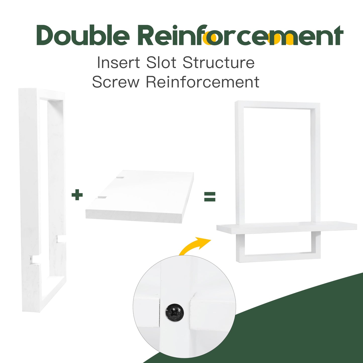 PHOENANCEE Square Wall Shelf,Framed Floating Shelves Set of 2,Decorative Plants Hanging Display Chic for Living Room Bedroom Bathroom Home Office,Soild Wood,L+S,White