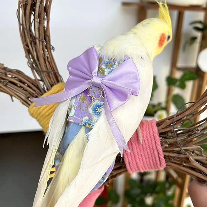 Bird Flight Suits Diapers, Parrot Flight Suits Diapers for Quaker Parakeets Cockatiels Conures Macaw African Grey, Bird Diaper, Parrot Clothes (Grey B,XS)