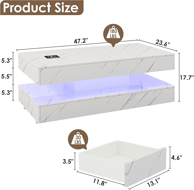 47.2" LED Smart Coffee Table