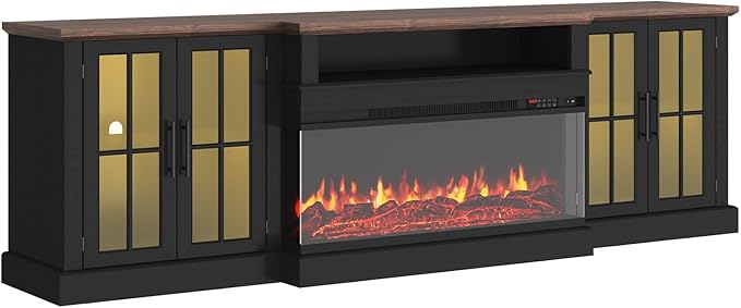 87" Farmhouse TV Stand with 36" Fireplace