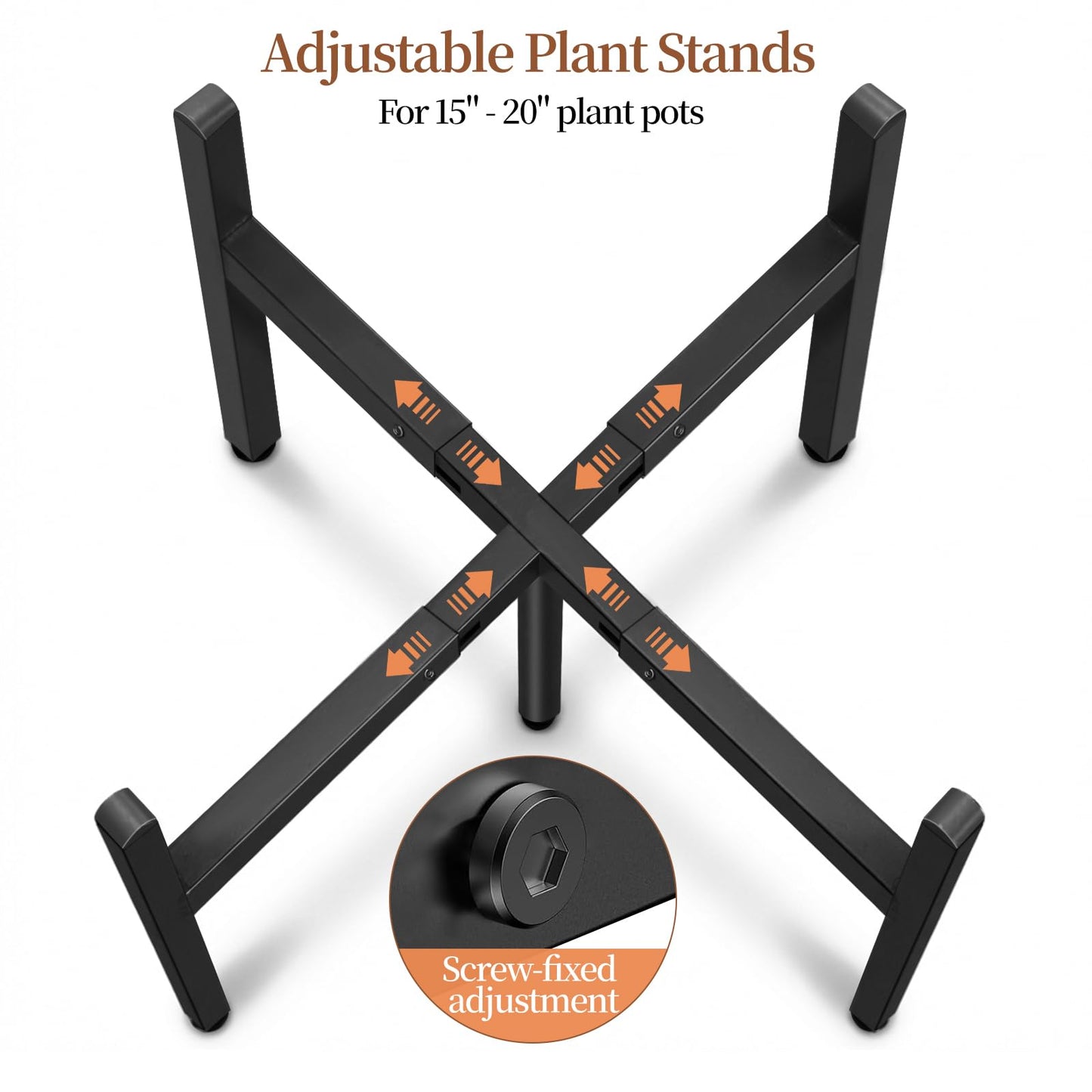LUBORN Plant Stand Indoor Outdoor, Adjustable Plant Stands Fit for 15–20-Inch Large Plants, Mid-Century Metal Planter Stand, Heavy-Duty Single Modern Plant Holder for Living room, Patio