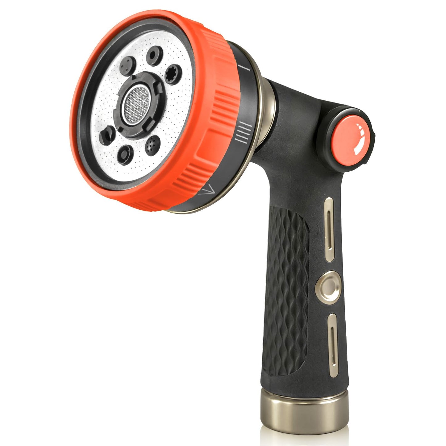 RAINPOINT Hose Sprayer Nozzle Heavy Duty - 8 Spray Patterns Garden Hose Nozzle with Adjustable Flow Control for Watering Plants, Washing Cars,Washing Pets, Thumb Control (Orange)