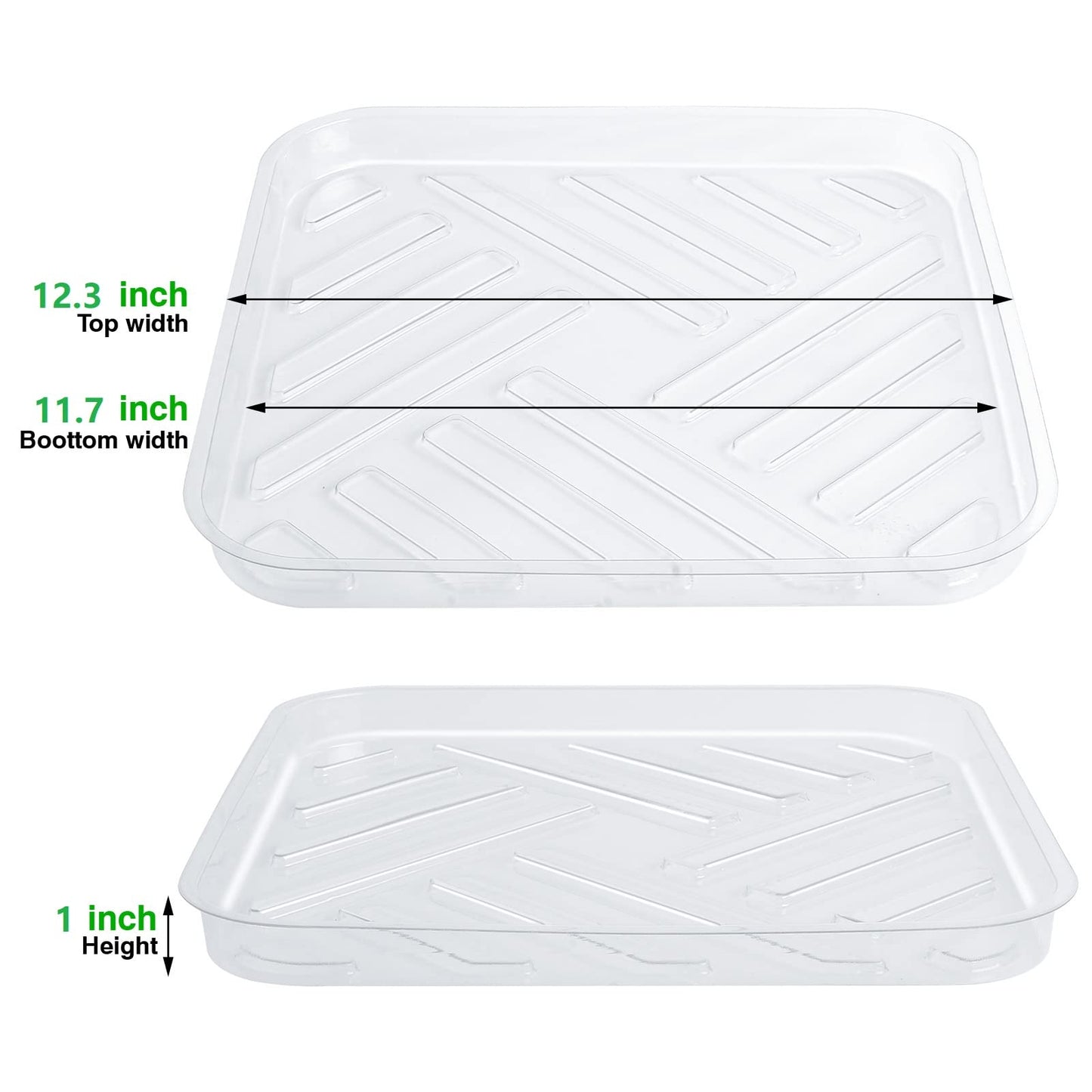 Idyllize 5 Pack 12 Inch of Plastic Plant Saucer, Square Clear Drip Trays for Indoors & Outdoor Plants, Durable Thick Saucer for Flower Pot (12")