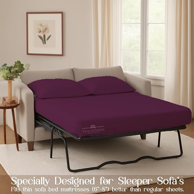 Sleeper Sofa Bed Sheet, 100% Cotton 400 Thread Count, 4 Piece Set, Deep Pocket