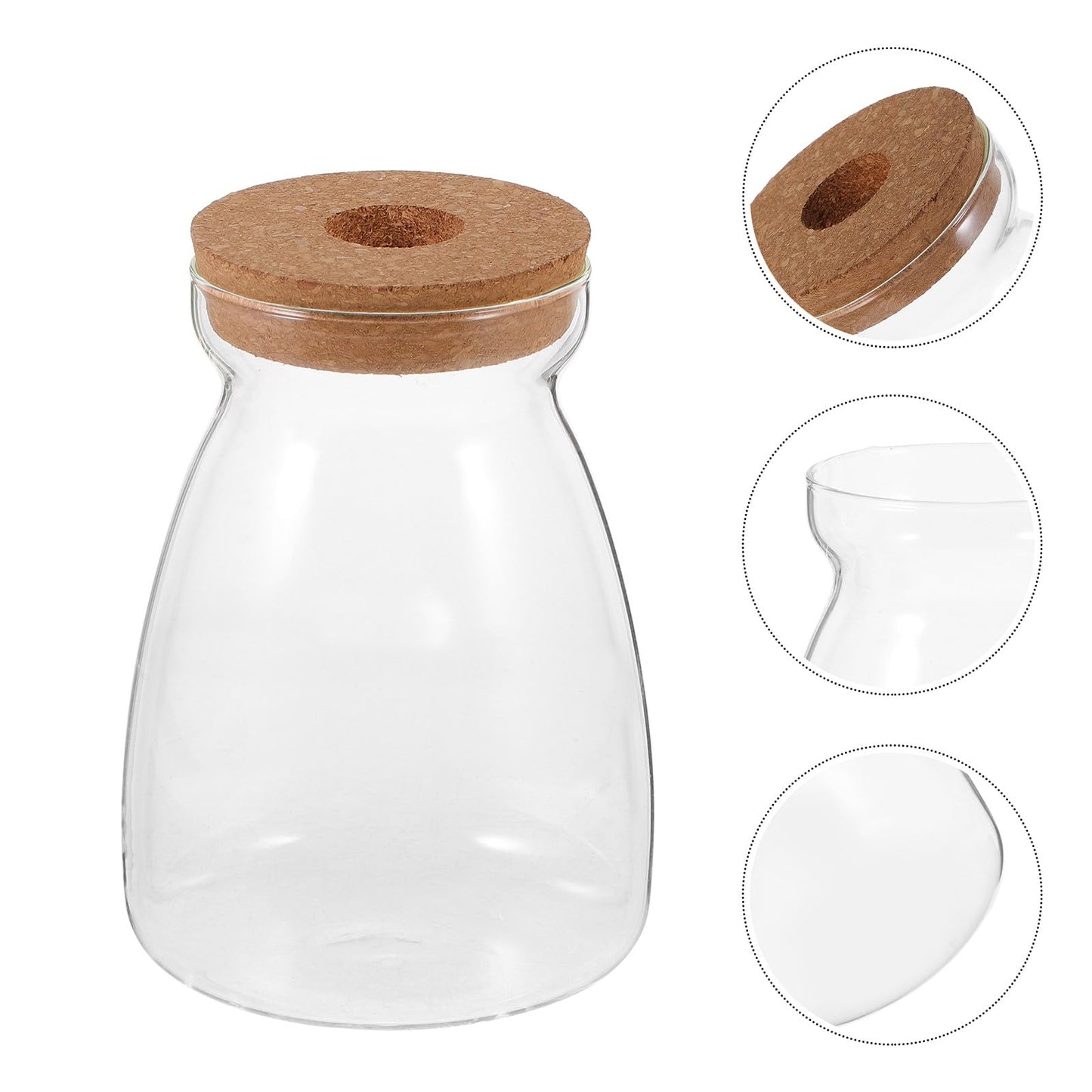 CONGARTENO Glass Flower Vase Hydroponic Succulent Planter Large Trapezoid Glass Vase with Wooden Stopper 3cm Hole for Indoor Plant Terrarium and Floral Arrangement