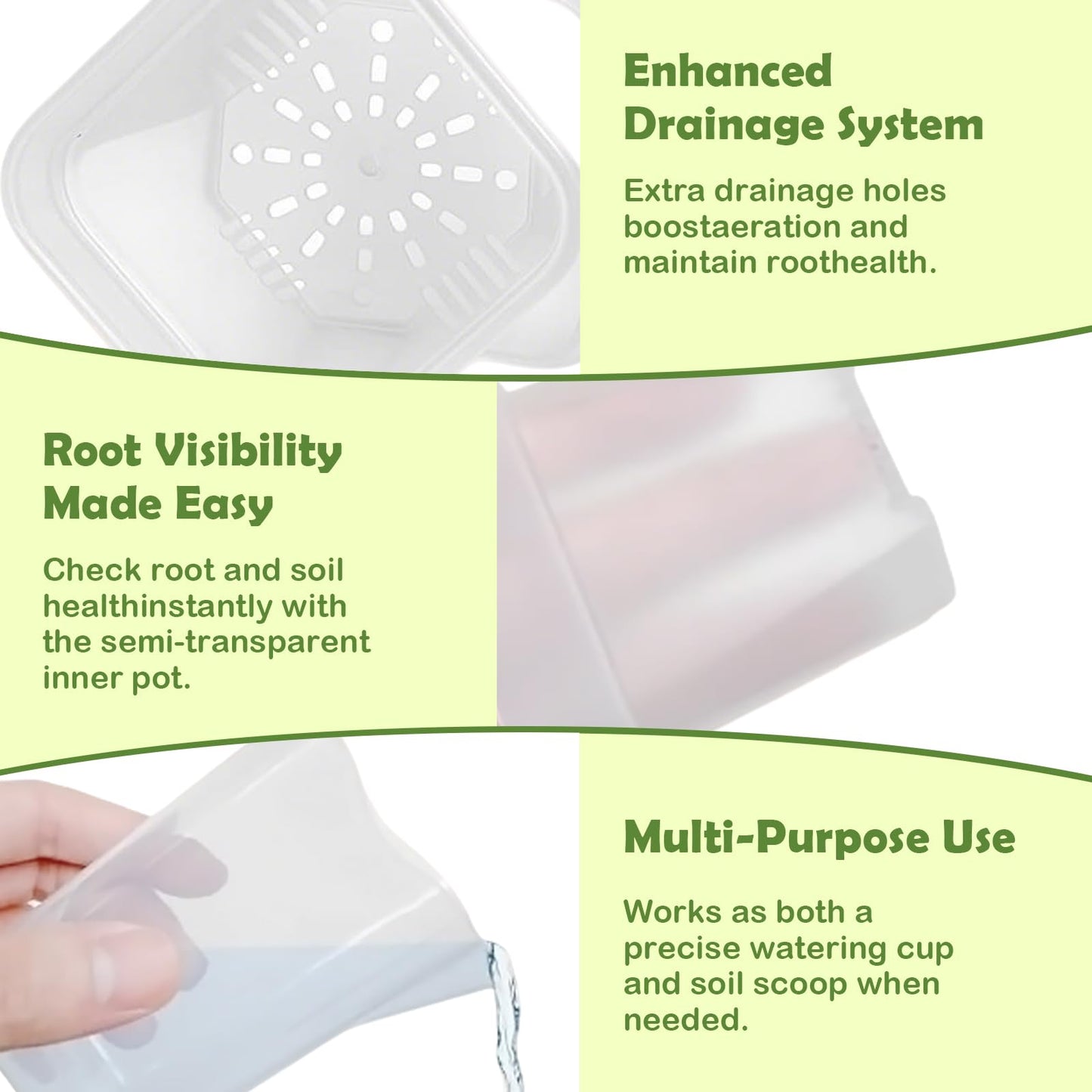 Shgxjjnb 16 Pack 2" Clear Self Watering Pots for Indoor Plants, Mini Clear Plastic Planters, with 16 Plant Label and Water Level and Drainage Holes for Seedlings, Cuttings, Succulents (Small)