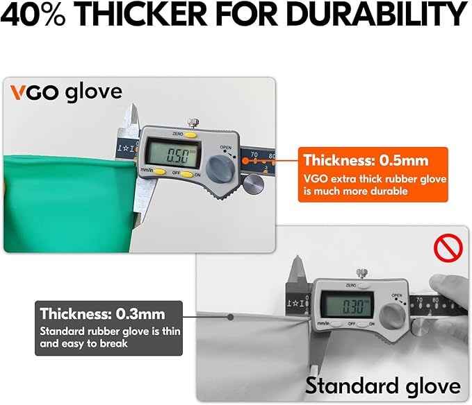 Vgo... 10-Pairs Reusable Household Gloves, Rubber Dishwashing gloves, Extra Thickness, Long Sleeves, Kitchen Cleaning, Working, Painting, Gardening, Pet Care (Size M, Green, HH4601)