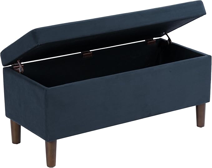 HomePop Malmo Decorative Storage Bench -Blue Velvet