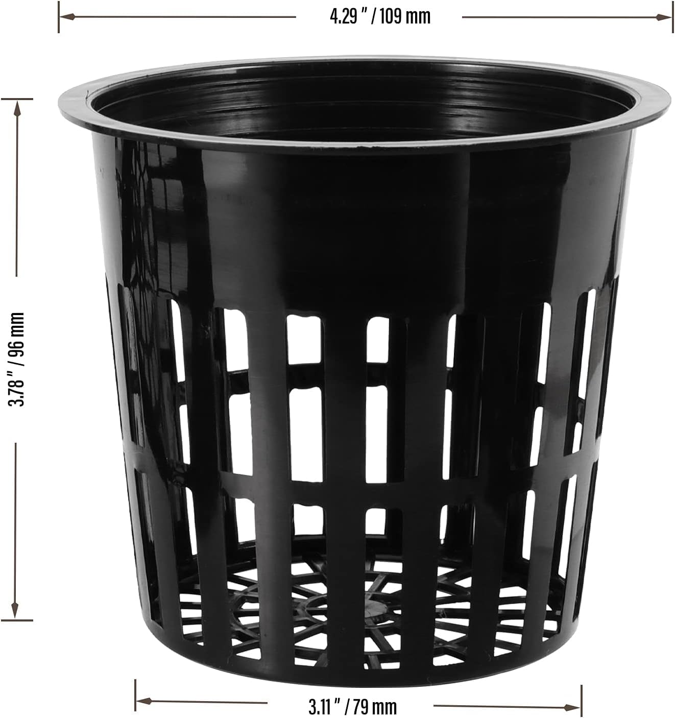 MUKLEI 50 Pack 4 Inch Plastic Net Cups, Hydroponic Cups Mesh Pots with Pen and 50pcs Plant Labels Slotted Mesh Cup Plant Net Cups Wide Lip Bucket Baskets for Indoor or Outdoor Growing