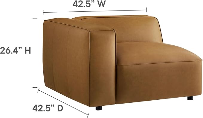 Modway Auren Vegan Leather Left Modular Armchair in Camel
