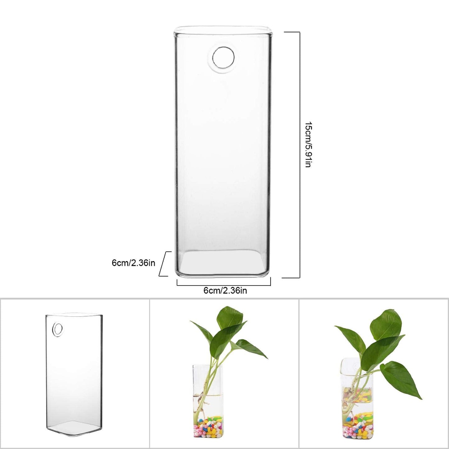 Kuuleyn Hanging Glass Vase, Glass Vase for Plants and Flowers, Flower Planter Wall Hydroponic Aquarium Container Home Decor (Long Tube Shape)