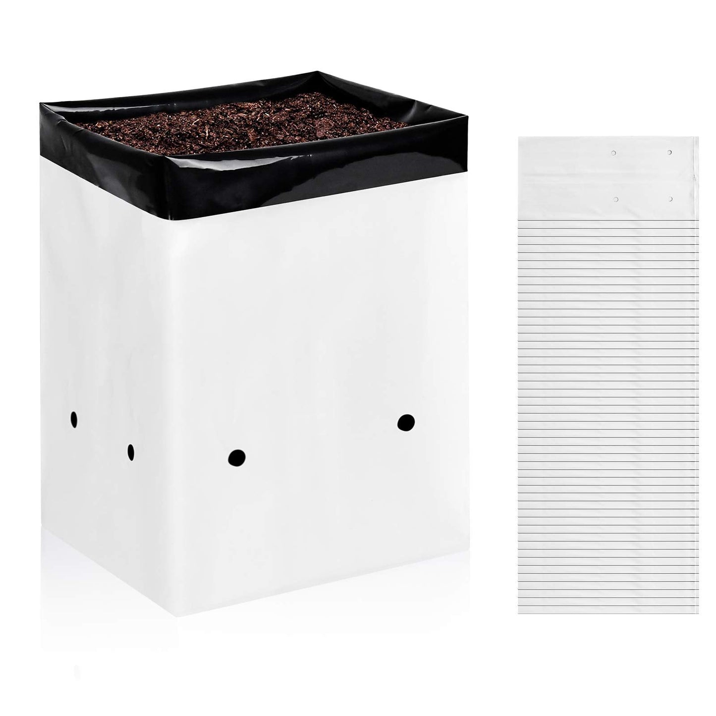 iPower GLGROWBAGFILM3X50 50-Pack 3 Gallon Black and White Grow Bags Panda Film Containers for Plants, Seedling and Rooting, Square Shape