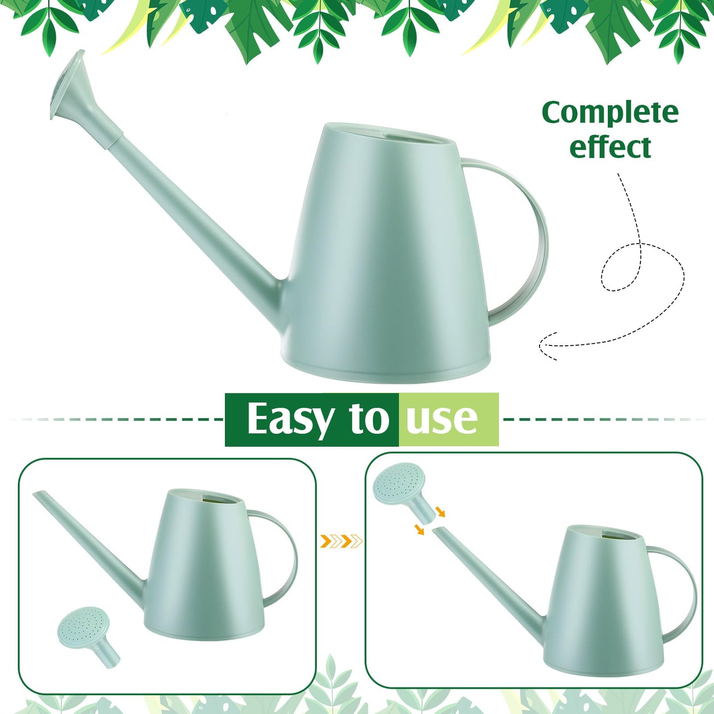 Reallnaive 6 Pcs Indoor Watering Can Set 1/2 Gallon Can 6.8 oz Spray Bottle 17 oz Squeeze Bottle Plant Watering Globes Soil Moisture Meter Small Spraying Set for Indoor Outdoor Plants(Mint Green)