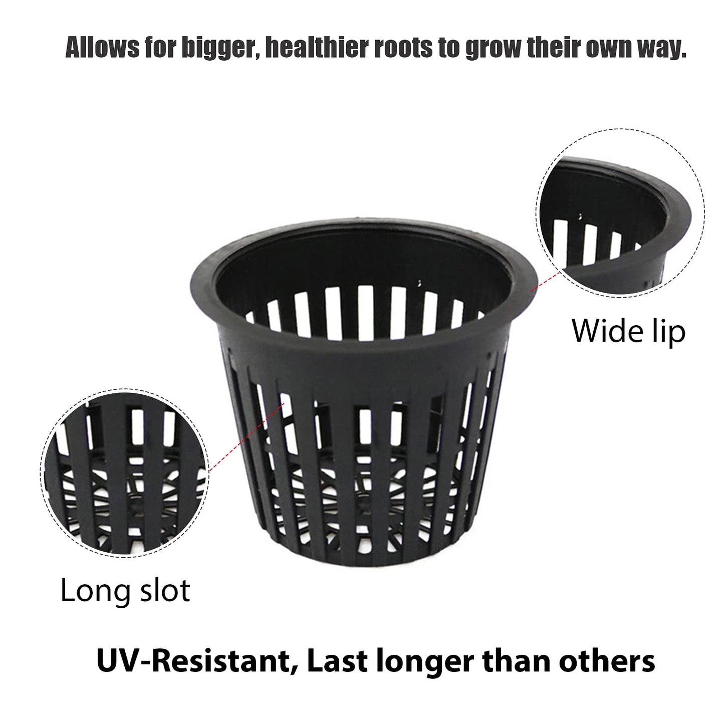 Business King 3 Inch Net Pots for Hydroponics 60 Packs with Plant Labels 60Pcs Heavy Duty Wide Mouth Net Cups Slotted Mesh Pot Garden Supplies (3 inch 60 Packs)