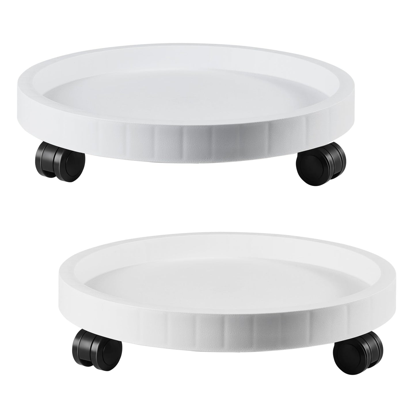 2 Pack of 12.6 Inch Planter Caddies Rolling Saucer Caddy with Wheels, Heavy Duty Wheeled Stand for Potted Plant, Round Coaster Roller Base Tray with Casters, Flower Pot Dolly Holder for Indoor Outdoor
