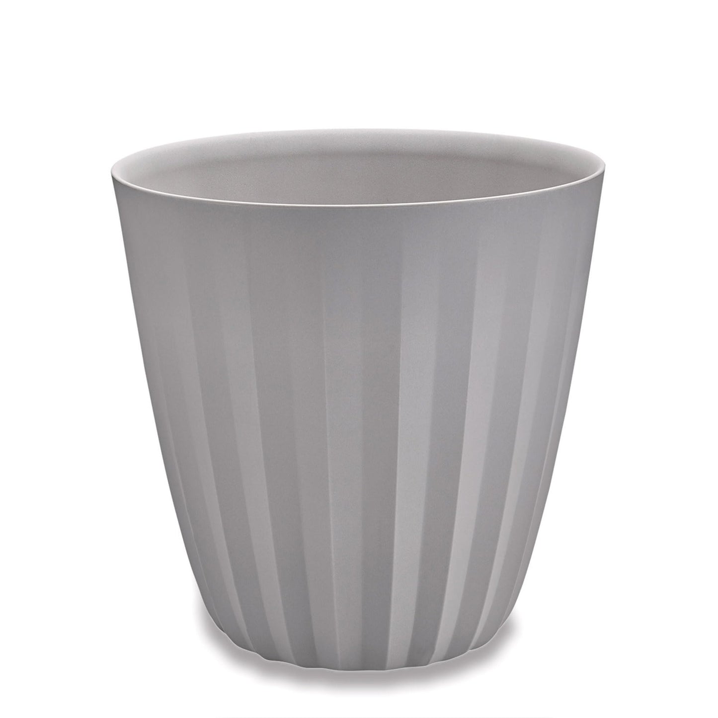 Crescent Garden Pleat Modern Decorative Planter, Indoor/Outdoor Pot, Resin Planter with Drain Hole - 15" W x 15" H (Ash)