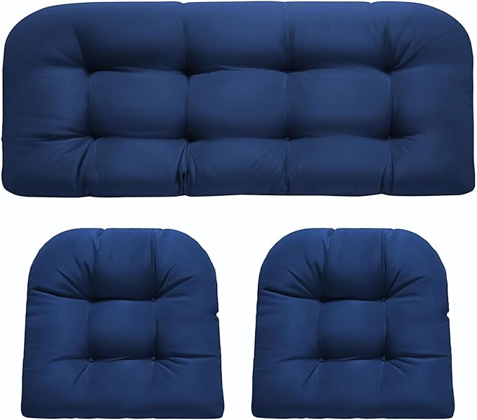 DANGHOOGY Wicker Chair Cushions, Waterproof Outdoor Loveseat Cushions