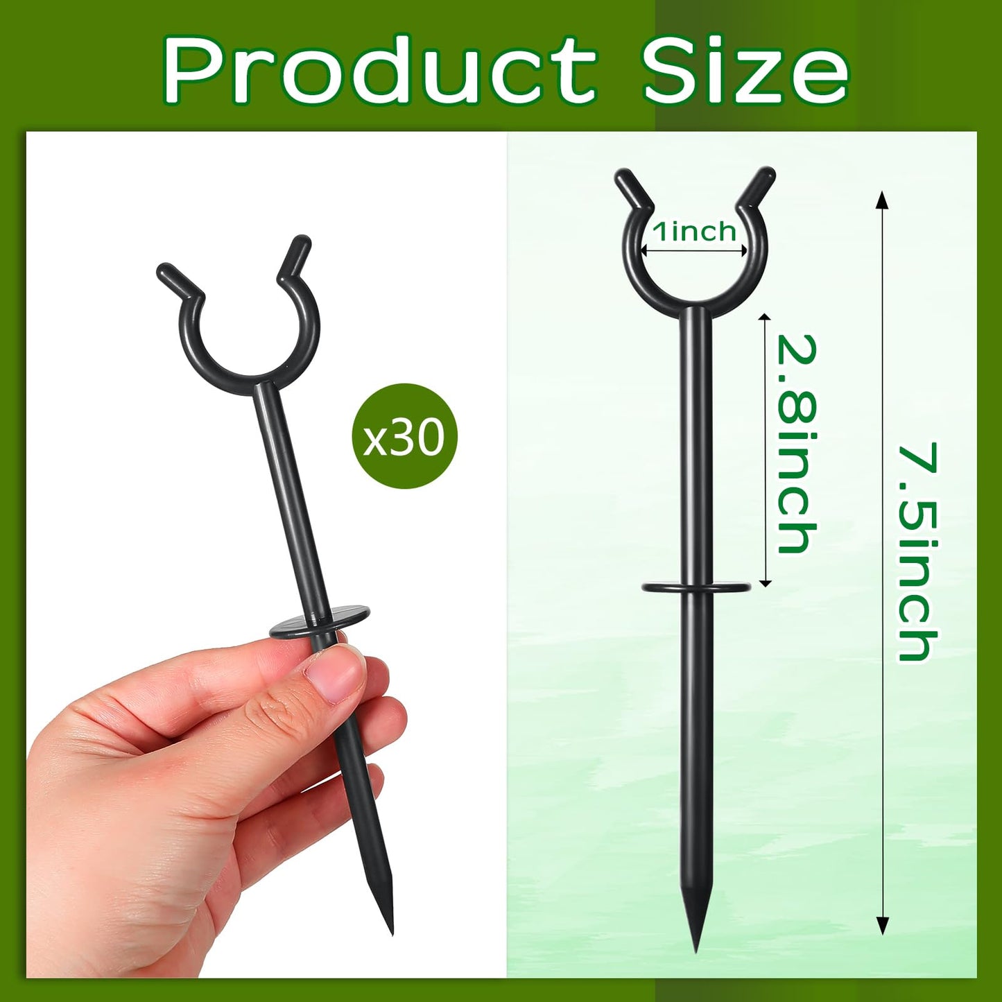 Taiyin 10 Pcs 3/4'' Garden Hose Holder Brackets Garden Guide Holder Decorative Outdoor Guide Stakes Support Spike Plant Tool to Keep Off Lawn for Yard (Black)