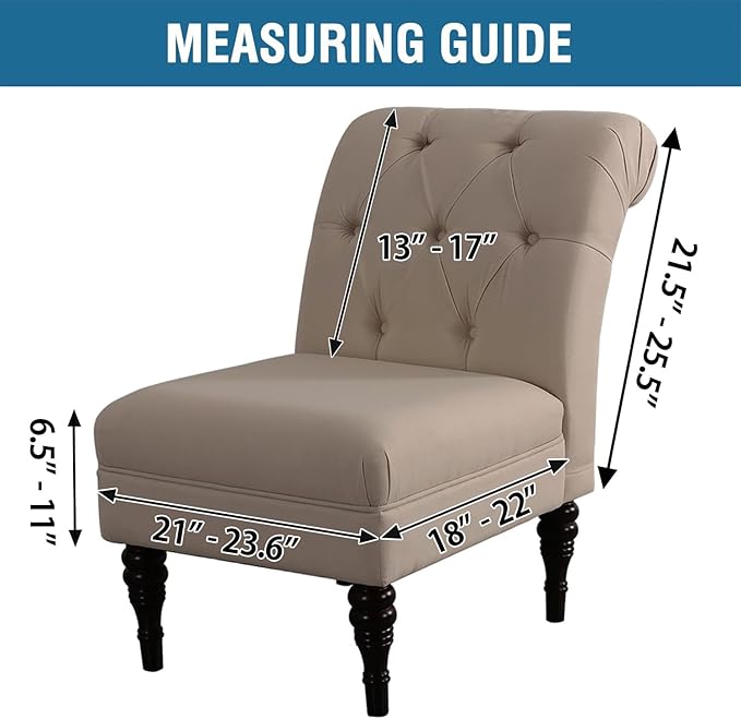 H.VERSAILTEX Armless Accent Chair Covers Thick Velvet Armless Chair Slipcovers