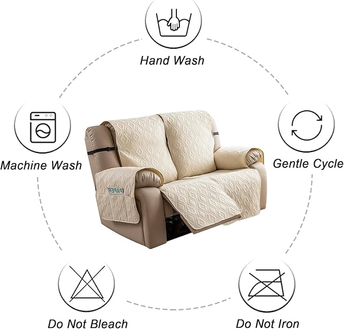 Genina Waterproof Loveseat Recliner Cover Non-Slip, Sofa Cover