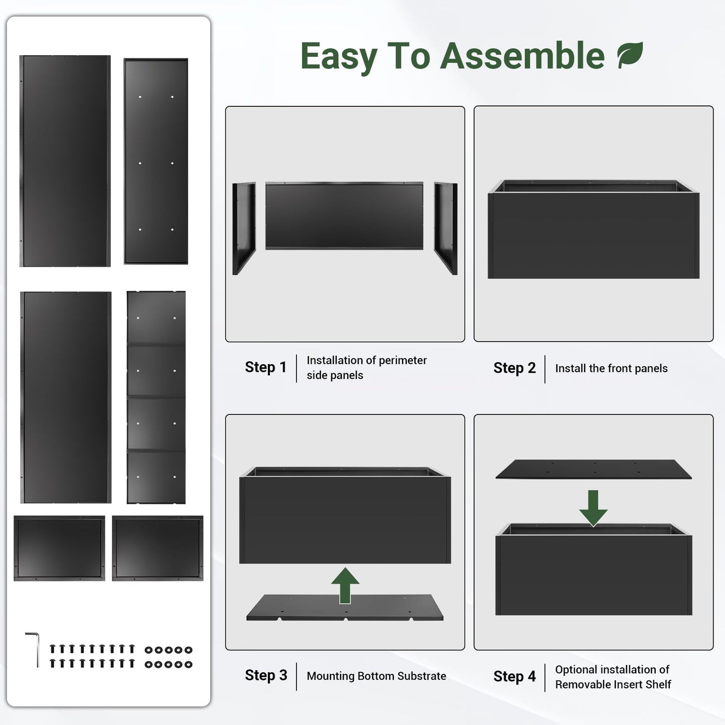Toriexon Metal Planter Box 46” x 16” x 16”, Heavy Duty Tall Rectangle Planter Box with with Drainage Holes & Rust-Proof Coating, Modern Outdoor/Indoor Black Planter Box for Porch, Garden, Patio, Yard