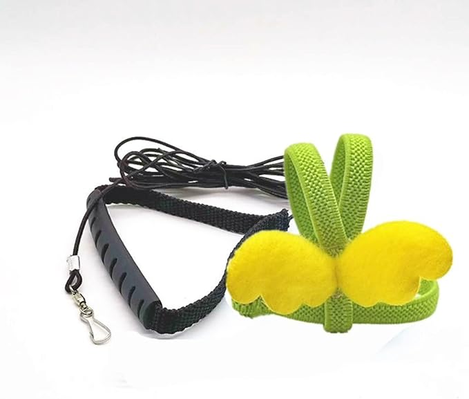Pet Parrot Bird Harness Leash Adjustable Bird Flying Harness Traction Rope with Cute for Parrots Budgerigar Lovebird Cockatiel Mynah Outdoor Training Toy (Cockatiel/Green-cheeked Conure,Yellow)
