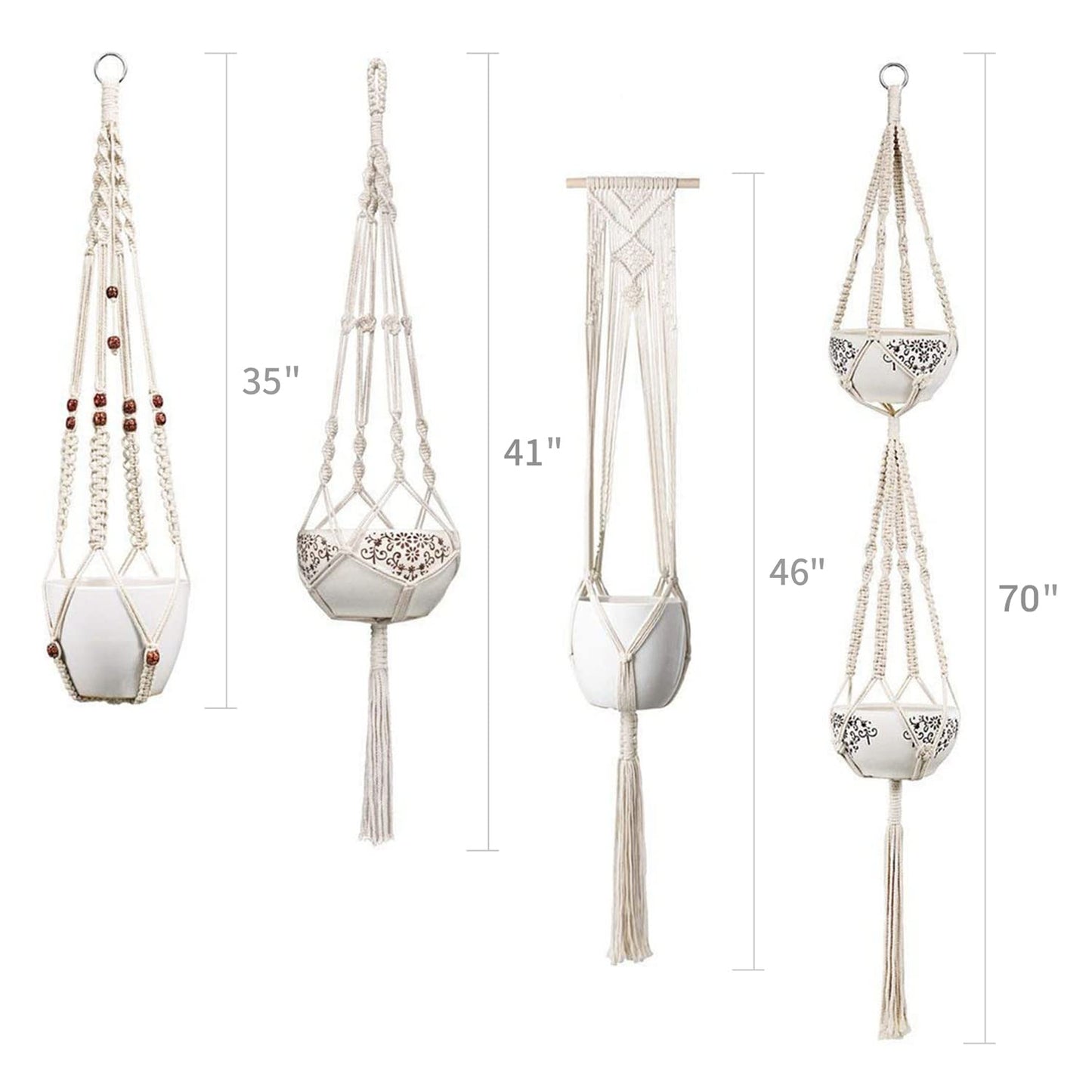 Mkono Macrame Plant Hangers and Ceiling Hooks Set of 8 Indoor Hanging Planter Basket Wall Decorative Flower Pot Holder for Indoor Outdoor Home Decor Gift Box