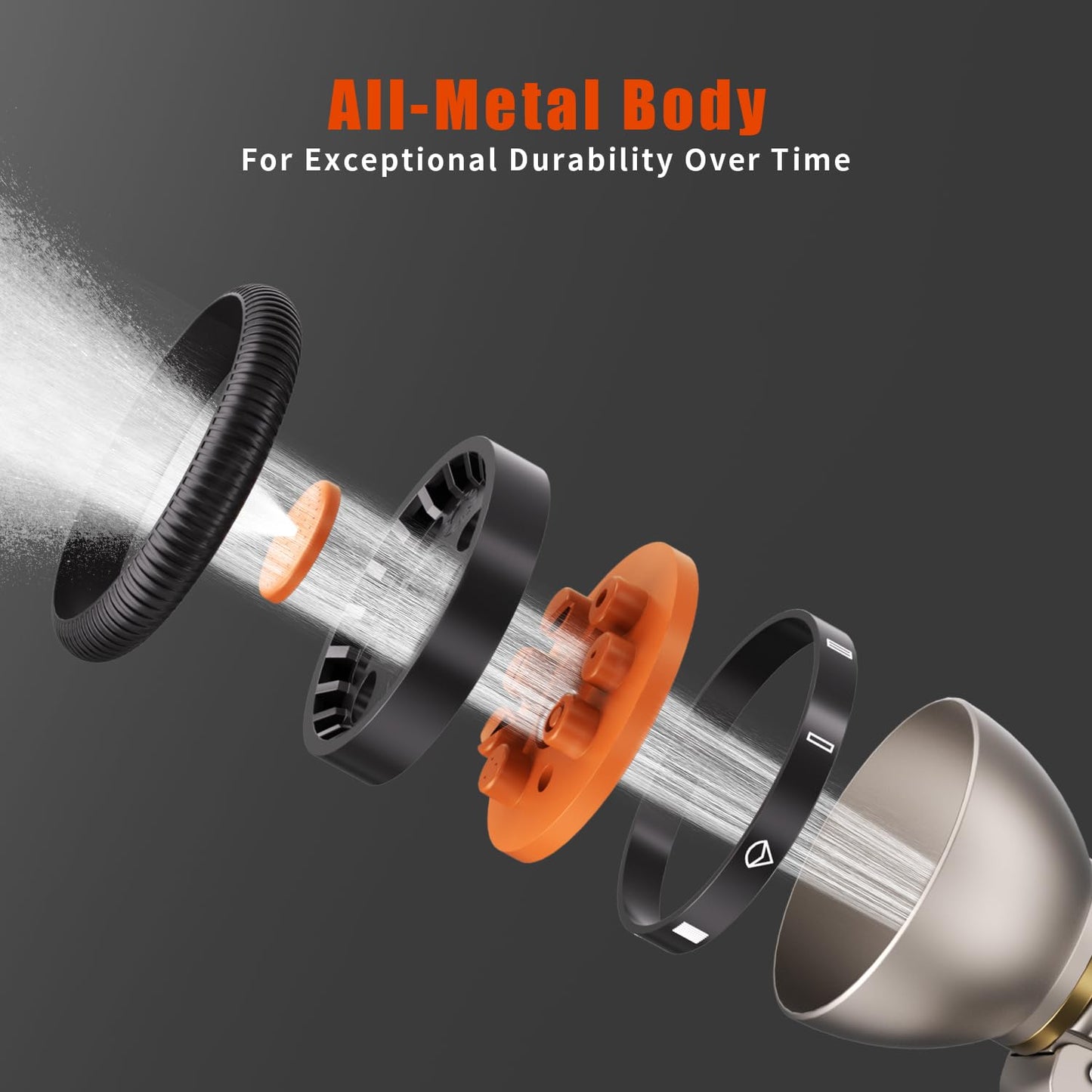 Besiter Garden Nozzle Sprayer, High Pressure Metal Water Hose Sprayer with 9 Watering Patterns, Heavy Duty Sprayer for Washing Cars, Watering Plants, Cleaning Yard & Showering Pets (Orange)