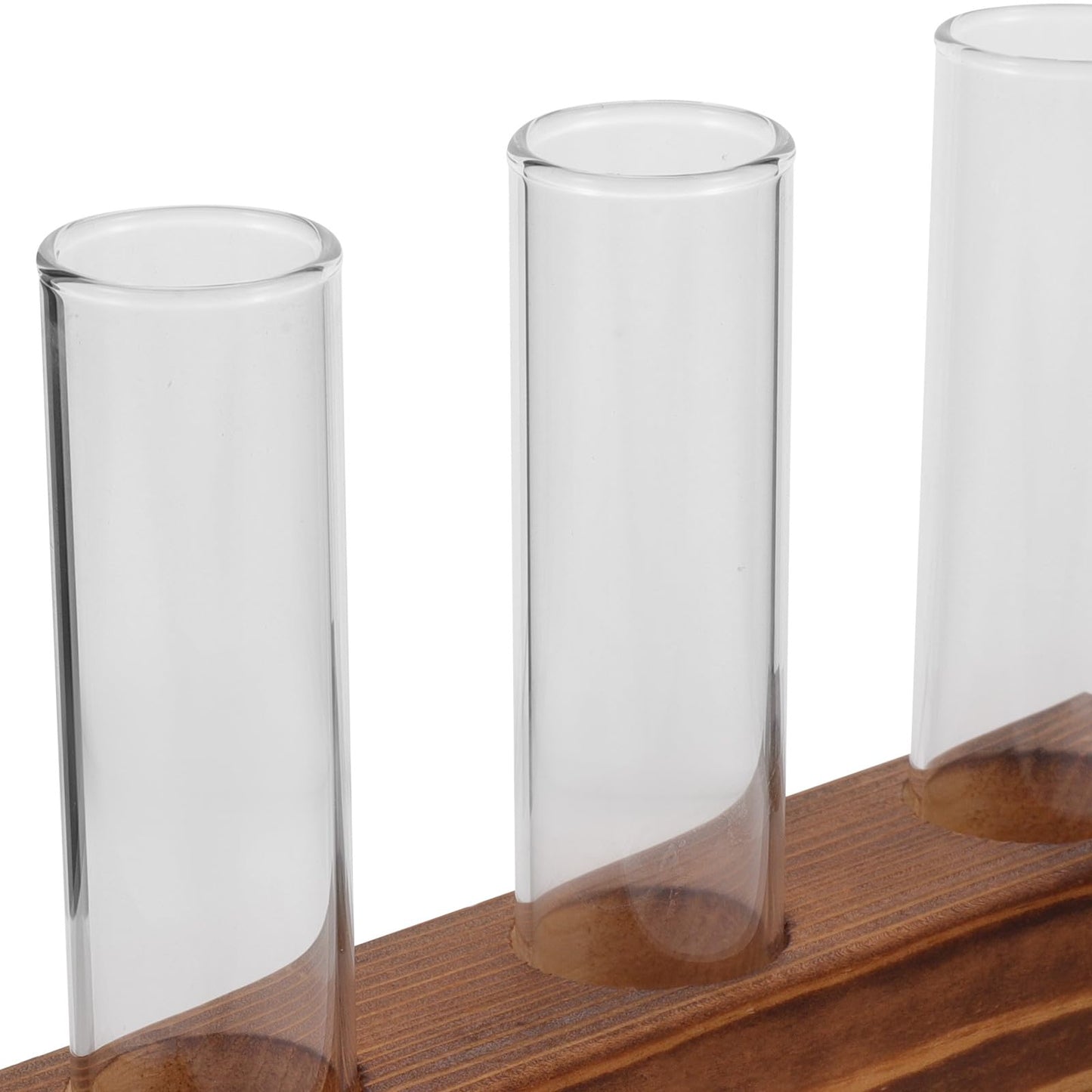 Unomor Glass Plant Propagation Station with 3-Hole Charcoal Wood Base and Test Tubes, Glass Vase for Indoor Hydroponic Plants and Desktop Terrarium Decoration