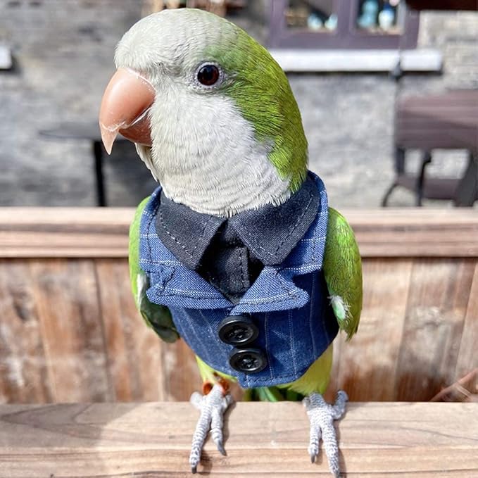 Bird Clothes Birds Flight Suit,Tuxedo Business Suit for Parrots African Greys Parakeet Cockatiel Sun Conure Christmas Party Birthday Cosplay Photo Prop Small Animals Apparel (5XL,Denim Suit)