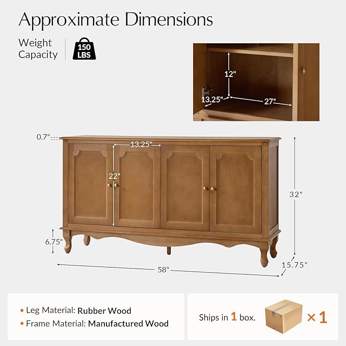 HULALA HOME Sideboard Buffet Cabinet